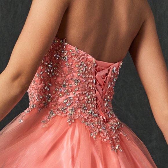 NEW OFF SHOULDER SLEEVELESS BABY DOLL DRESS EMBROIDERED WITH RHINESTONES JT 787 - Picture 7 of 8